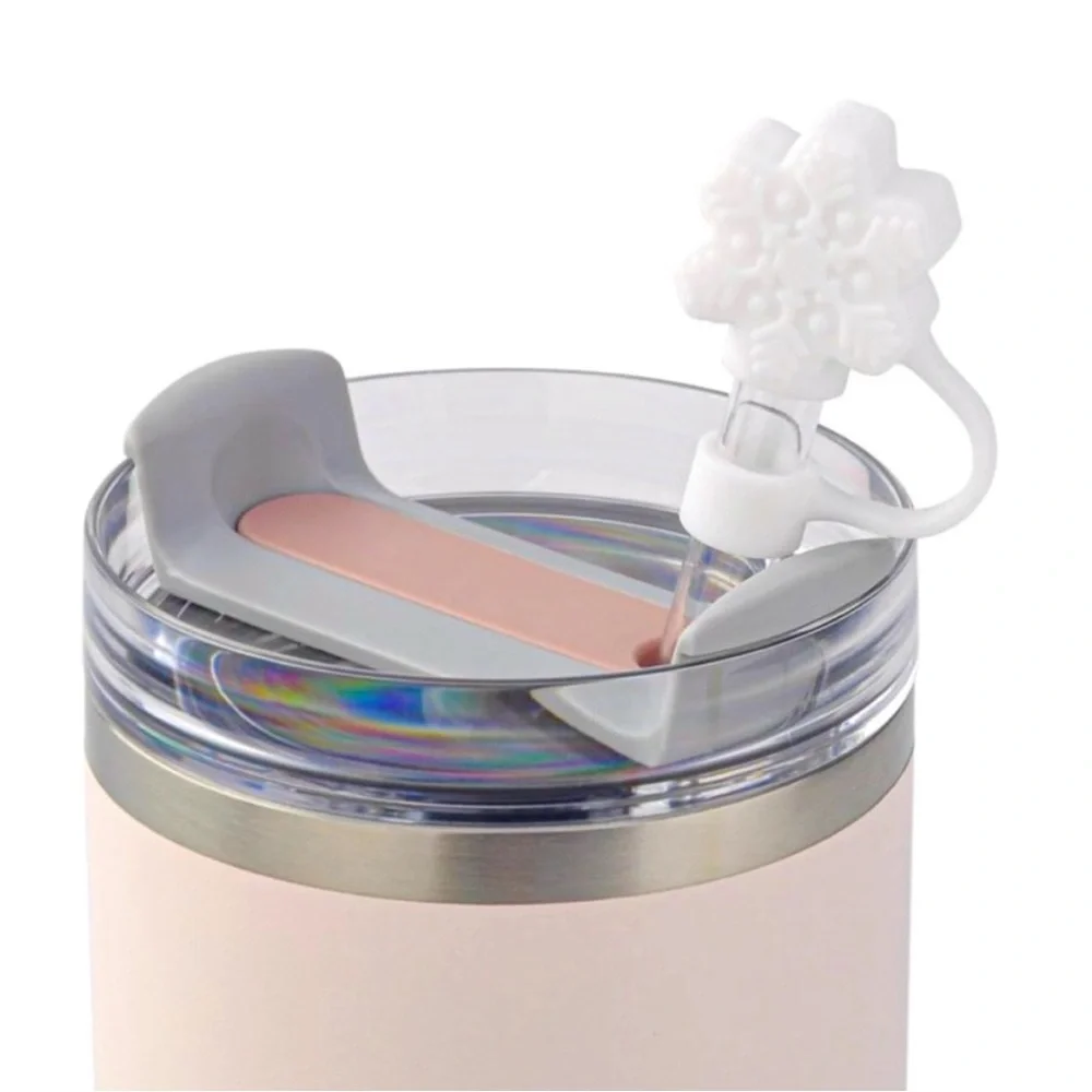 Target Bullseye Playground Christmas White Snowflake Silicone Straw Topper